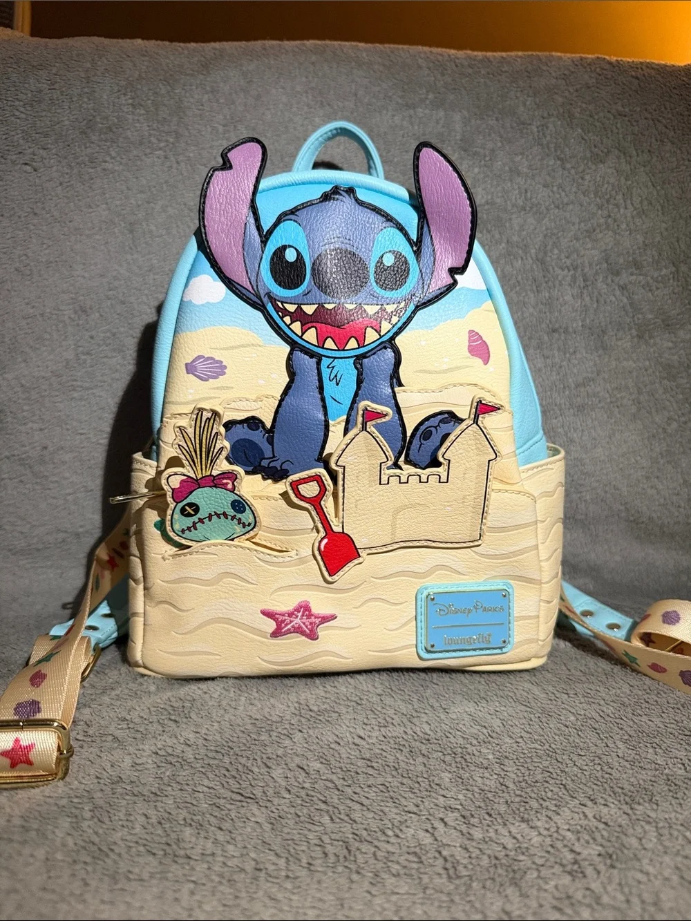 Loungefly Stitch Sandcastle Mini Backpack - Blue & Cream with Pink Accents